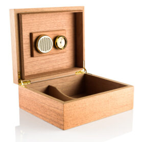 HW Cadeauset natuurhout humidor geopend